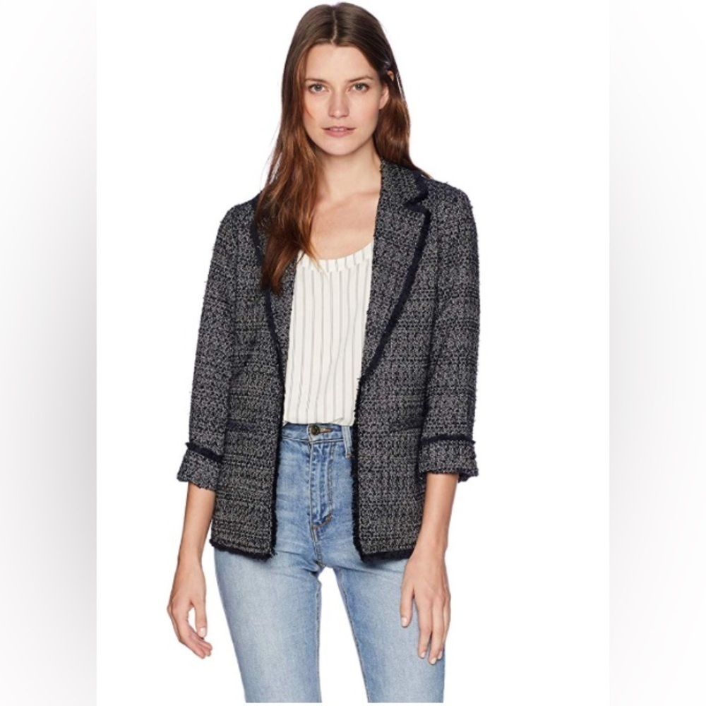 Cupcakes and Cashmere Womens Gregory Tweed Blazer Jacket Black Size Small S